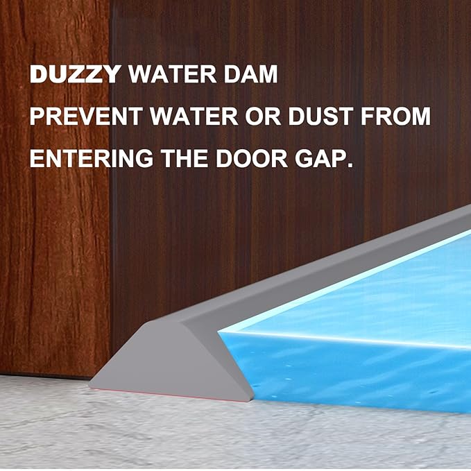 Duzzy 98 Inch Collapsible Shower Water Dam, Shower Threshold Water Stopper Barrier and Retention System and Keeps Water Inside Threshold Dry and Wet Separation, Suitable for Bathroom & Kitchen