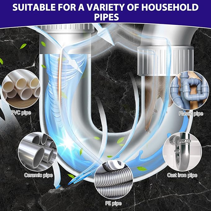 Sink Drain Hair Clog Remover Cleaner,Powerful Unclogging,Toilet Unclogger Heavy Duty,Bathroom Shower Pipeline Dredg (2)