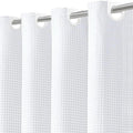 Inhousolu No Hook Waffle Weave Shower Curtain with Removable Snap in Fabric Liner Set for Bathroom, 230 GSM Heavy Duty, Water Repellent Washable Bath Curtains (White, 72" W x 78" L(Pack of 1))