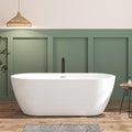 FerdY 67" Bali Elite Acrylic Freestanding Bathtub, Gracefully Shaped Freestanding Soaking Bathtub, Toe-Tap Brushed Nickel Drain and Minimalist Linear Design Overflow Included, cUPC Certified
