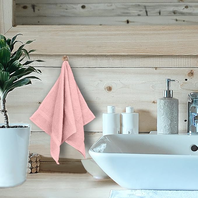 Monogrammed Hand Towel, Personalized Initial Gift, Extra Absorbent 100% Turkish Cotton - Soft Terry Finish - Set of 2 - Black Block Initial W - Embroidered on Pink Towels