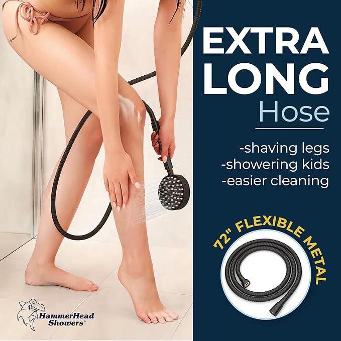 HammerHead Showers® Solid Metal 27.5 Inch Shower Slide Bar Set and Handheld Shower Head with Hose — OIL RUBBED BRONZE — 2.5 GPM High Pressure Spray Wand — Easily Adjust Height & Angle of Handshower