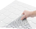 Shower Mat Non Slip 21"x21" Silicone Foldable Bath Mat with Suction Cups & Drain Holes, Odorless, Eco-Friendly & Durable, Machine Washable Shower Stall Mat for Adults, Seniors White