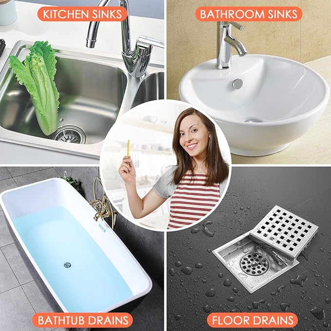 Drain Sticks Bio-Flow Drain Cleaner Sticks Lemon Scent Odor Remover for Sink Pipe Cleaning