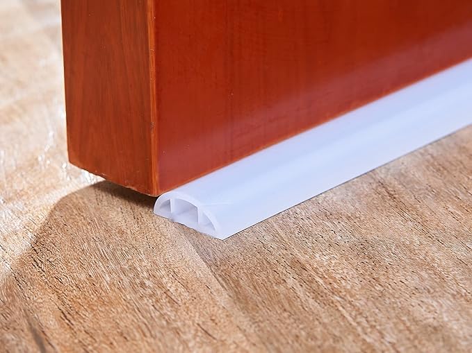 Bathroom Foldable Block water Stopper sealing strip shower threshold dam Self-adhesive silicone shower barrier (39 Inch-Transparent)