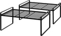2Pack Kitchen Cabinet Shelf Counter Organizer Rack Pantry Storage Bathroom Bedroom Office Table Desk Space Saving Stackable Rust Resistant Non Slip Black Wide L16.1in W10.6in H7.3in
