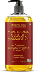 Majestic Pure Firming Body Massage Oil with Collagen – Helps Smooth The Appearance of Cellulite & Improve Skin Texture – Refreshing Aromatherapy Body Oil for Legs & Full Body – 8 Fl Oz