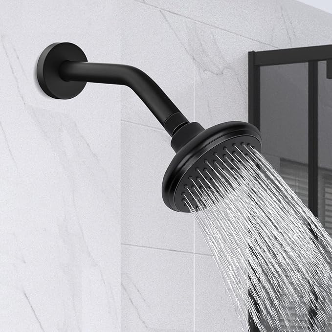 123815BL Replacement For Moen 8 Inches Anti-leakage Ceiling Wall Mounted Bend Accessories-Basic Shower Arm and Flanged,Made of Solid Brass,Matte Black