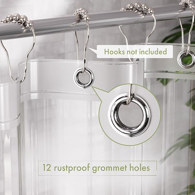 AmazerBath Camper Shower Curtain Liner, 72x65 Clear Shower Curtain Liner, Waterproof Plastic Shower Liner, Lightweight PEVA Shower Curtain for Bathroom with 3 Magnets and 12 Rustproof Metal Grommets