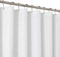 2-in-1 Waterproof Fabric Shower Curtain - No Separate Liner Needed, Hotel-Style Waffle Weave, Effortless Cleaning & Washable Bathroom Shower Curtain Set,72Wx84H,White