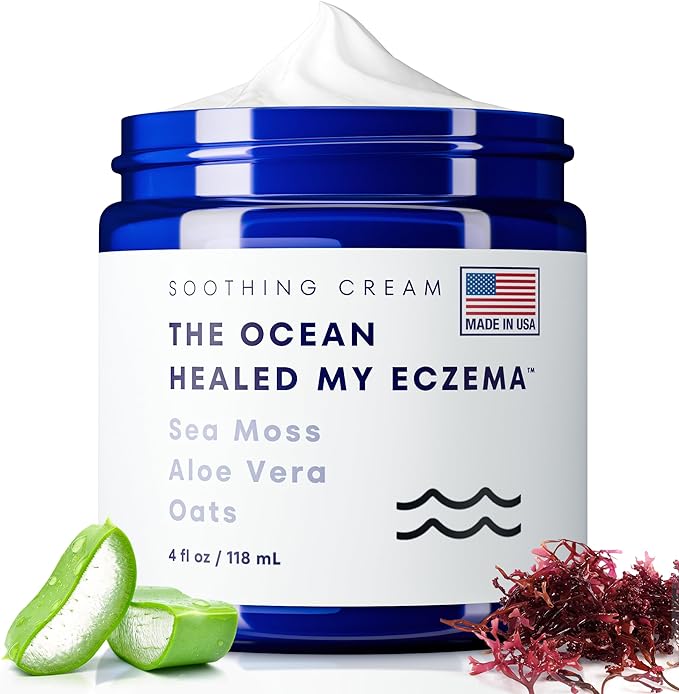 The Ocean Healed My Eczema Natural & Soothing Eczema Cream - Hydrating & Nourishing Psoriasis Cream with Sea Moss & Colloidal Oatmeal - Quick Absorbing Anti Itch for Dry Sensitive Skin (4oz)