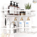 Corner Shower Caddy - 2 Pack, Adhesive Shower Organizers, Rustproof Stainless Steel Shower Shelves with 8 Hooks, No Drilling Bathroom Organizers and Storage Racks, Space-Saving, White, Large