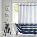 Blue and White Striped Shower Curtain 72x72 Inches, Waterproof Fabric with Modern Gradient Lines, 12 Rustproof Grommets & Weighted Hem