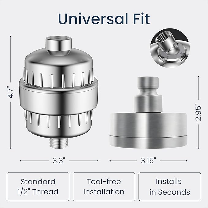 LAIFsolutions Turbo Shower Filter with Rotating Impeller & KDF – High-Pressure, Chlorine Removal, Universal Fit, Easy Install – Hard Water Softener for Hair & Skin Care (Shower Filter and Shower Head)