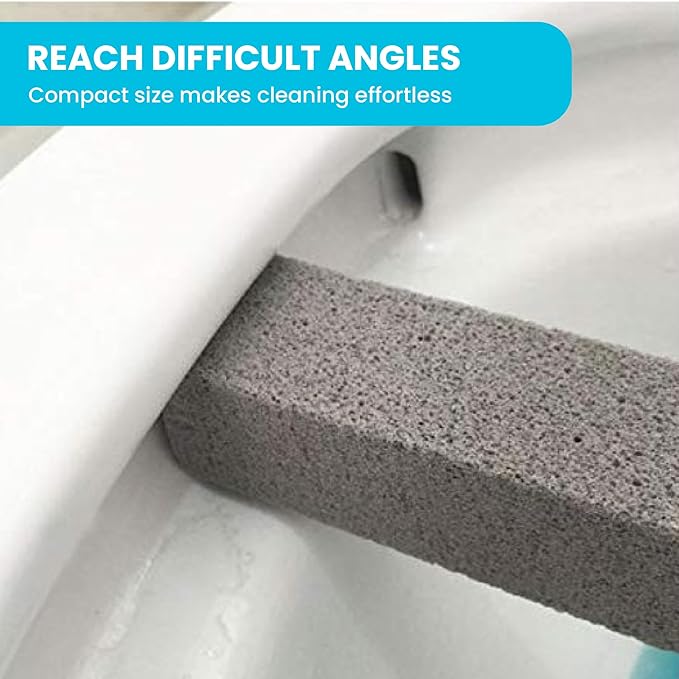 Simple Life Pumice Stone Toilet Bowl Cleaner | Long Handle & Eco-friendly Screw-on Pumice Stones | Scouring Stick for Toilet Cleaning, Stain Removal on Toilets, Grills, Tiles, Grout & Pools | 6 Pack