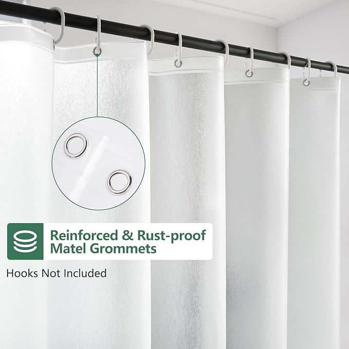 Waterproof Frosted Shower Curtain Liner 108 inches Wide, Bpa-Free EVA Shower Liner with 3 Extra-Large Magnets, 108''W x 72''L Plastic Shower Curtain 3D Silk Translucent for Bathroom Privacy