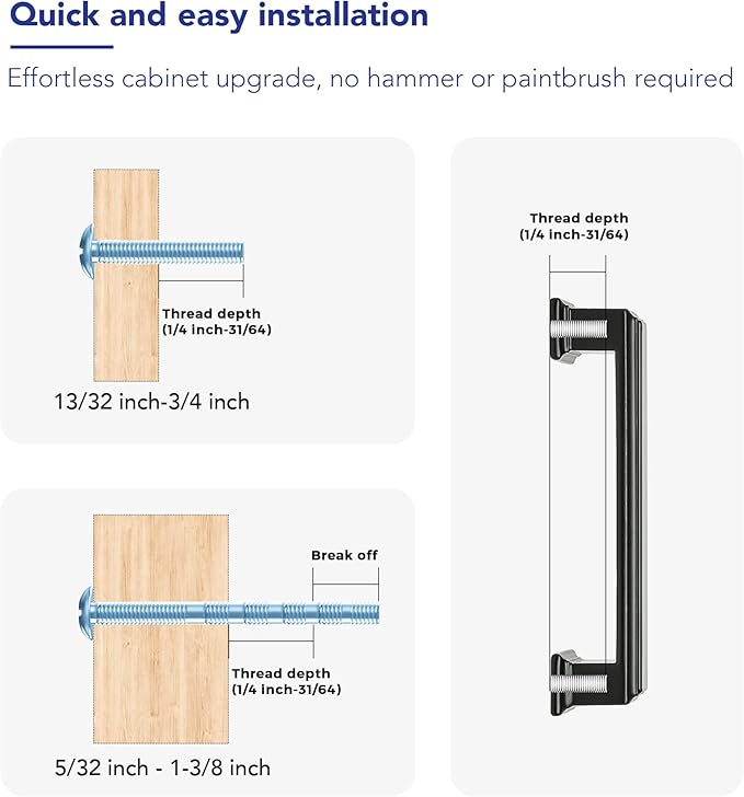 Ravinte Hardware 15 Pack Matte Black Cabinet Pulls, 7-1/2 Inch (192mm) Hole Center Zinc Alloy Drawer Handles for Kitchen Cabinets, Cupboards, Dressers, Square Solid Metal Hardware