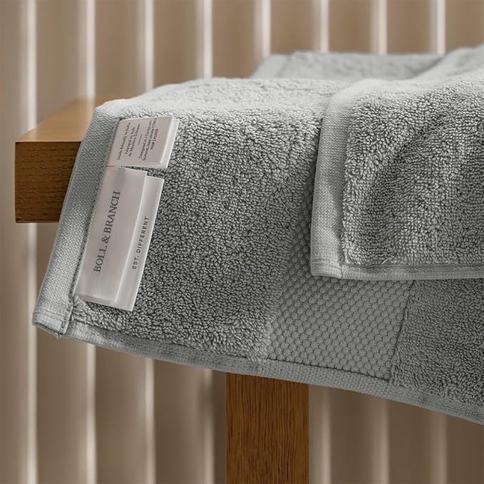 BOLL & BRANCH Plush Bath Sheet Set - Shore - 6 Piece - Includes 2 Oversized Bath Sheets, 2 Hand Towels & 2 Washcloths - 100% Organic Cotton - Ultra Soft & Luxurious - Quick Absorbing
