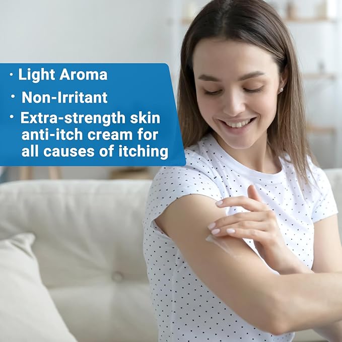 ishancare Anti Itch Cream Extra Strength, Oatmeal Soothing Skin Itch Relief Ointment for Rash, Dermatitis, Eczema, Psoriasis, Hives, Sun, Bites, Poison Ivy, Large Can 3.5 oz