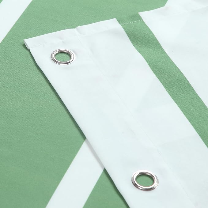 Green Shower Curtain, Sage Green and White Stripe Waterproof Polyester Shower Curtains for Bathroom, 72x72 Inches