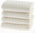 BAGNO MILANO Turkish Bath Towels, Soft Plush Jacquard Luxury Bath Towels, Quick Dry Towel Set (Cream, 4 Pcs Hand Towel Set)