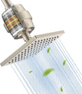 Hibbent Metal Filtered Shower Head, 6'' High Pressure RainShower Head, 20 Stage Shower Filter for Hard Water Softener, Bathroom Rainfall Shower Head to Remove Chlorine and Heavy Metal, Brushed Nickel