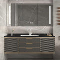 Modern Bathroom Vanity - Wall-Mounted Bathroom Cabinet with LED Light | Intelligent Defogging Mirror Cabinet Includes Time Display Function, 2 Drawers & 2 Storage Cabinets (Style B, 44IN)