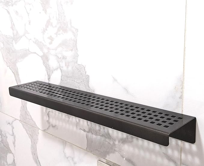 SereneDrains Stainless Steel Dark Bronze Shower Shelf for Inside Shower Drill in Wall Mount Small Bathroom Shelf Decor Organizer Rack Caddy Floating (Dark Bronze, 24 Inch)