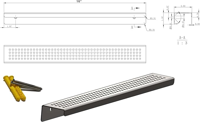 SereneDrains Stainless Steel Matte White Shower Shelf for Inside Shower Drill in Wall Mount Small Bathroom Shelf Decor Organizer Rack Caddy Floating (Matte White, 16 Inch)
