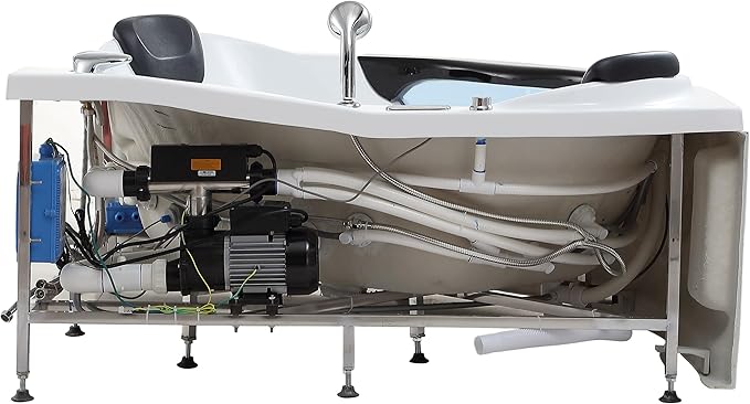 Empava Corner Whirlpool Bathtub with Heater,2 Person 59" Jetted Tub with Light,Spa Hydromassage with Chromatherapy,Acrylic,White, ETL Certified