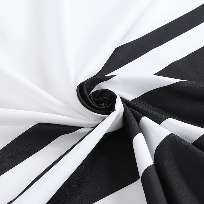 Black and White Striped Shower Curtain 72x72 Inches, Waterproof Fabric with Modern Gradient Lines, 12 Rustproof Grommets & Weighted Hem