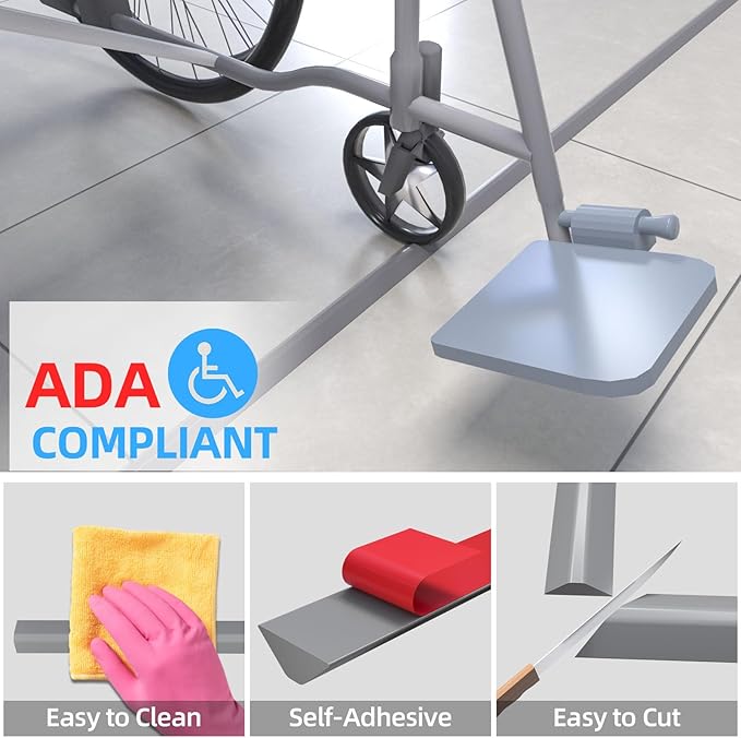 Duzzy 75 Inch Collapsible Shower Water Dam, Shower Threshold Water Stopper Barrier and Retention System and Keeps Water Inside Threshold Dry and Wet Separation, Suitable for Bathroom & Kitchen