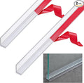 2 Pcs 1/2'' x 36'' Long Clear Vinyl L-Type Seal Strip with Pre-Applied Self Adhesive Threshold Water Dam Barrier Bathroom Glass Shower Door Seal Strip for Gap Frameless Shower Door