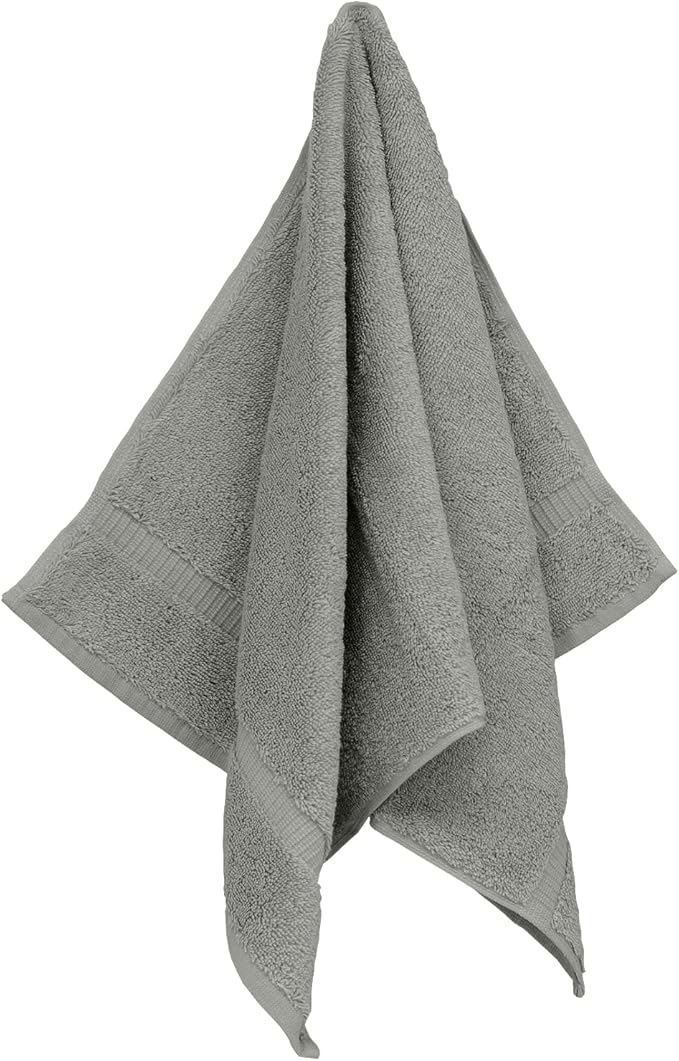 Monogrammed Hand Towel, Personalized Initial Gift, Extra Absorbent 100% Turkish Cotton - Soft Terry Finish - Set of 2 - Silver Block Initial P - Embroidered on Grey Towels