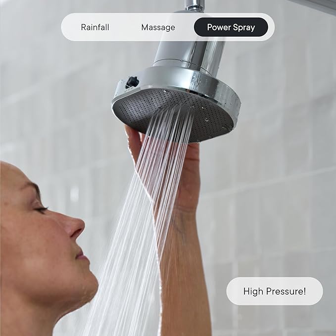 Qure Shower Filter Head for Hard Water, healthier Hair, Skin & Nails, Reduces 99% Chlorine, High Pressure Showerhead, Improve your Beauty and Skincare Routine, Dermatologist-approved - White