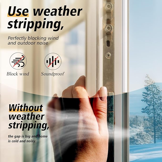 SUNMON D-Type Strip Door Weather Stripping Door Seal Self Adhesive Foam Soundproofing for Doors and Windows, Oundproofing Weatherstrip Gap Collision Avoidance（White）