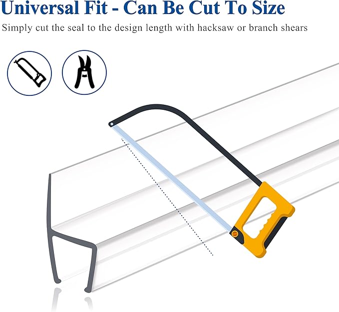 Frameless Shower Door Seal Strip 2 Pack x 39 Inch H for 3/8" Thick Glass Shower Door Side Seal Strip Bottom Seal Door Sweep, Ultra Clear Polycarbonate Stop Shower Leaks Create A Water Barrier