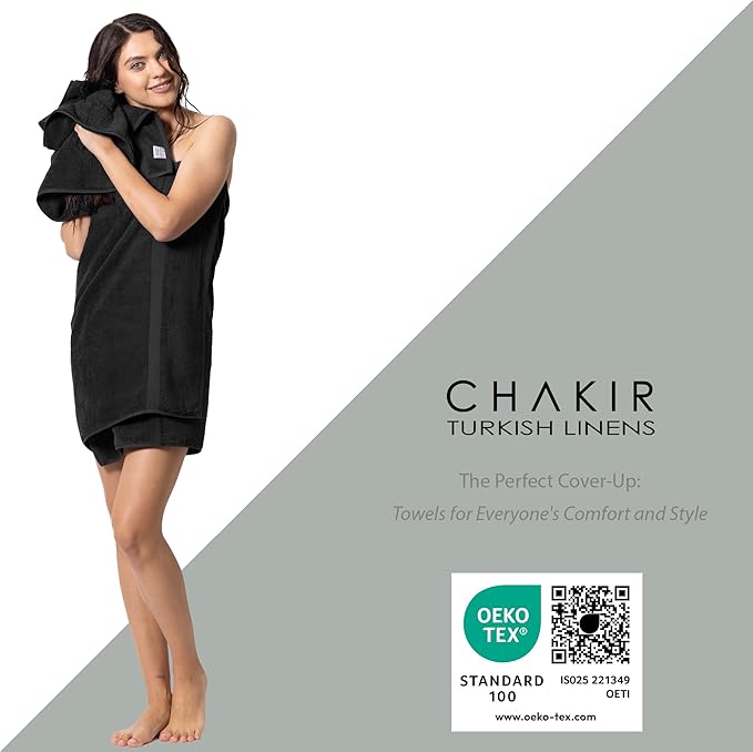 Chakir Turkish Linens Luxury Spa and Hotel Quality Premium Turkish Cotton 6-Piece Towel Set (2 x Bath Towels, 2 x Hand Towels, 2 x Washcloths)