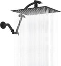 Hibbent All Metal cUPC Certified Rain Shower Head, 12'' High Pressure Rainfall Showerhead with 16" Shower Head Extension Arm, Solid Brass Adjustable Shower Arm Extender, fixed Showerheads, Matte Black