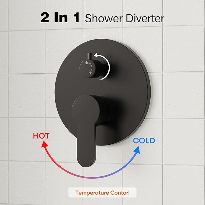 Gabrylly Shower System, High Pressure 12" Rain Shower Head with Handheld Shower,Wall Mounted Slide Bar Shower Faucet Set Complete, Shower Combo Set with Shower Valve,Matte Black