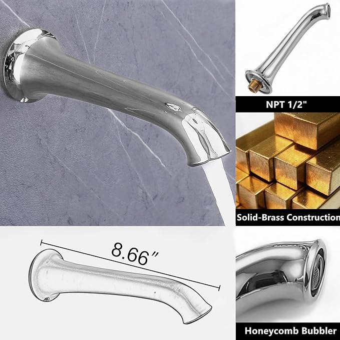 Dual Antique Shower Head System with Tub Spout: 9" Ceiling Mounted Rain & 6" Wall Mount Rainfall, Handheld Spray Vintage Faucet Set, 4 Way Diverter Brass Valve with Trim Kit, Chrome