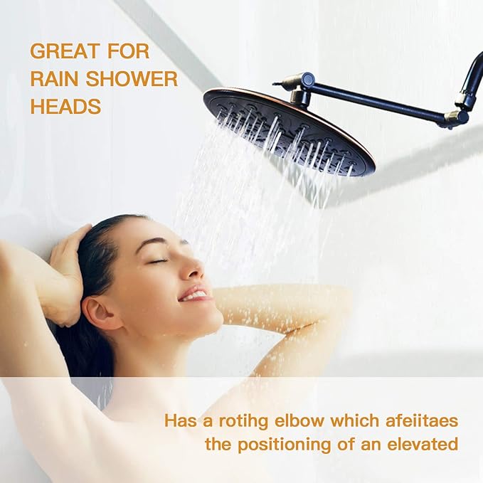11 Inch Shower Head Extension Arm Matte Black.Solid Brass Adjustable Shower Arm Extension. Lower Or Raise Any Rain Or Handheld Showerhead To Your Height & Angle – Universal Connection
