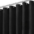 Inhousolu Fabric Shower Curtain Waffle Weave, 230 GSM Heavy Duty, Weighted Hem, 14 Metal Hooks, Water Repellent, Machine Washable, Hotel Spa Luxury Bath Curtain Set, 72 x 72 Inch, Black