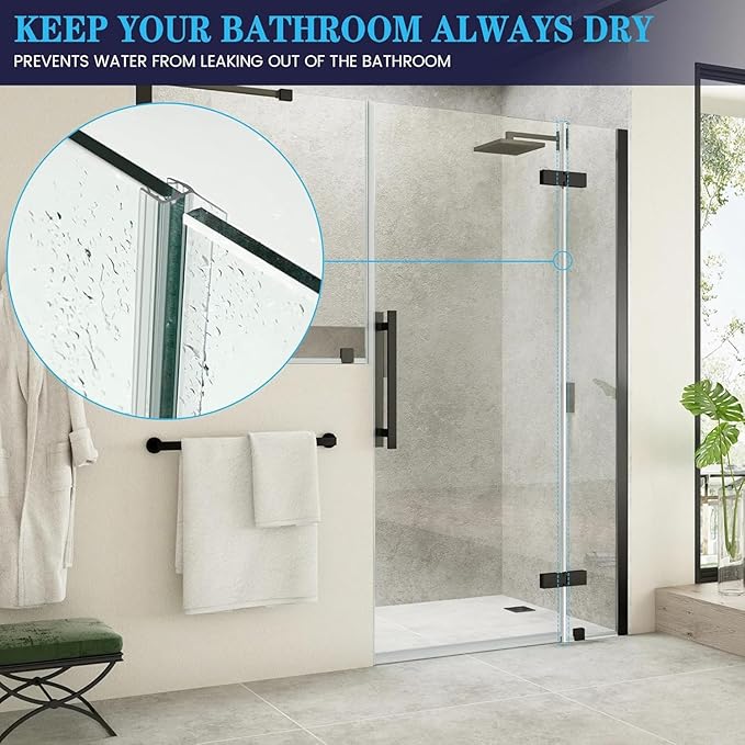Bathroom Shower Door Seal Strip, 2PCS 78 Inch Shower Door Side Seal Strips, PVC Transparent Shower Door Seal Strip for 1/4"(6MM) Frameless Shower Door