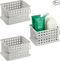 iDesign Plastic Handle-Portable Shower Caddy-Set of 3-Light Gray Basket