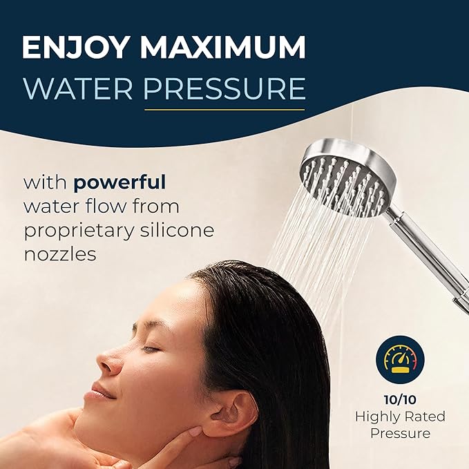 HammerHead Showers® Solid Metal 27.5 Inch Shower Slide Bar Set and Handheld Shower Head with Hose — CHROME — 2.5 GPM High Pressure Spray Wand — Easily Adjust Height & Angle of Handshower