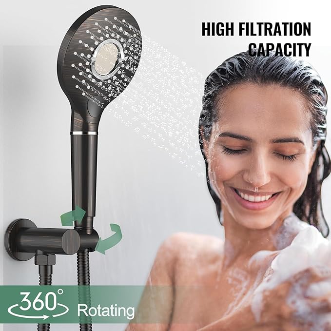 SunCleanse Shower System - 12 Inch Dual Filtered Rainfall Shower Head Combo- High Pressure 3 Spray Mode Showerhead-Included Rough in Valve and Trim Kit, Oil Rubbed Bronze
