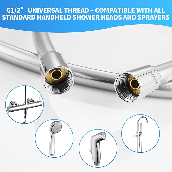 Extra Long Replacement Shower Hose Extension Handheld Shower Head Hose 79 Inches Flexible and Durable with Brass Insert and Nut