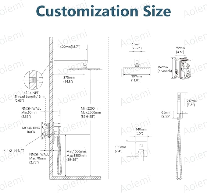 Aolemi Shower Faucet Set, High Pressure Shower System with 2-in-1 Handheld Sprayer, Wall Mount Fixture Combo with Rough-in Valve, 12 Inch Shower Head, Oil Rubbed Bronze