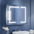 ExBrite LED Lighted Bathroom Medicine Cabinet with Mirror, 30 x 26 Inch, Recessed or Surface Mount, Anti-Fog, Stepless Dimming, Color Temperature Change, Built-in 6000K Sensor Light, Storage Shelves